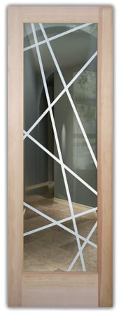 Front Door featuring Frosted Glass Design Etched Glass by Sans Soucie Art Glass with Custom Geometric Design Pick Up