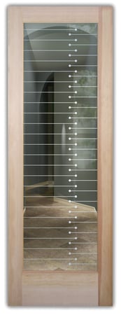 Front Door with a sandblast Frosted Glass Geometric Design Custom-Designed Decorative Etched Glass