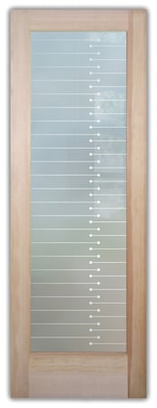 Pantry Door with a sandblast Frosted Glass Geometric Design Custom-Designed Decorative Etched Glass