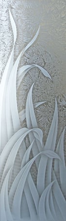 Door Glass Insert featuring Frosted Glass Design Etched Glass by Sans Soucie Art Glass with Custom Foliage Design Reeds
