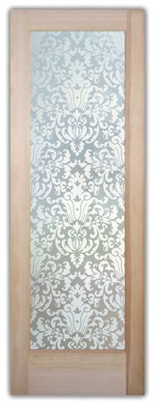 Pantry Door featuring Frosted Glass Design Etched Glass by Sans Soucie Art Glass with Custom Traditional Design Renaissance