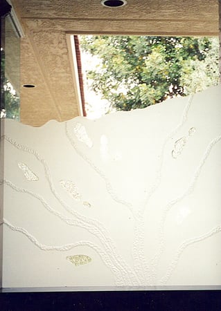 Window with a sandblast Frosted Glass Abstract Design Custom-Designed Decorative Etched Glass