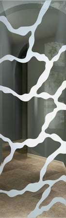 Door Glass Insert featuring a Frosted Glass Abstract Design Sandblast Etched Glass Rivulet Design by Sans Soucie
