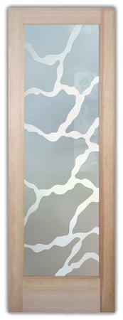 Interior Door featuring a Frosted Glass Abstract Design Sandblast Etched Glass Rivulet Design by Sans Soucie