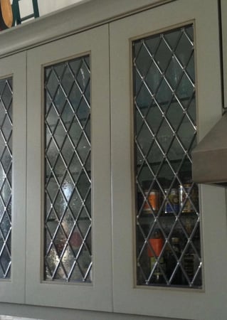 Cabinet Glass showcasing a Frosted Glass Traditional Design with Sandblast Etched Glass Art by Sans Soucie Seedy Diamonds Design