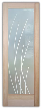 Pantry Door with a sandblast Frosted Glass Geometric Design Custom-Designed Decorative Etched Glass