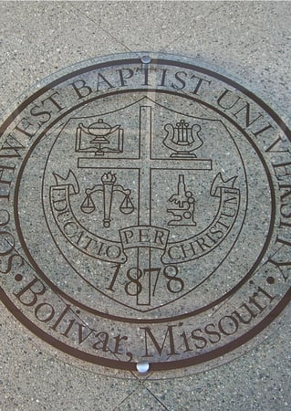 Glass Sign featuring Frosted Glass Design Etched Glass by Sans Soucie Art Glass with Custom Logos Design Southwest Baptist University (similar look)