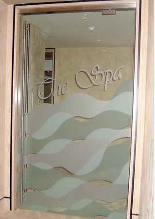 Interior Glass Door with a sandblast Frosted Glass Patterns Design Custom-Designed Decorative Etched Glass