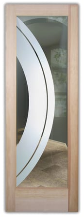 Front Door with a Frosted Glass Sphere Geometric Design for Semi-Private by Sans Soucie Art Glass
