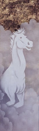 Door Glass Insert showcasing a Frosted Glass Western Design with Sandblast Etched Glass Art by Sans Soucie Lone Stallion I Design