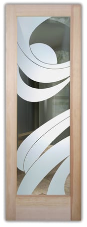 Front Door with a Frosted Glass Streamers Geometric Design for Semi-Private by Sans Soucie Art Glass