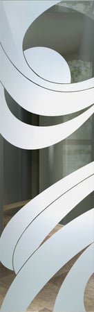 Door Glass Insert with a Frosted Glass Streamers Geometric Design for Semi-Private by Sans Soucie Art Glass