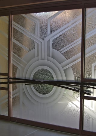 All Glass Front Door with Frosted Glass Geometric Sun Odyssey X Design by Sans Soucie
