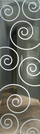 Door Glass Insert with a Frosted Glass Swirls Geometric Design for Semi-Private by Sans Soucie Art Glass
