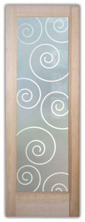Pantry Door with a Frosted Glass Swirls Geometric Design for Private by Sans Soucie Art Glass