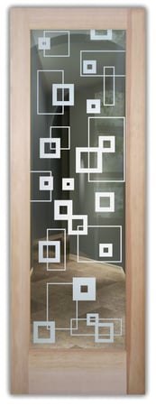 Front Door featuring Frosted Glass Design Etched Glass by Sans Soucie Art Glass with Custom Geometric Design Synergy
