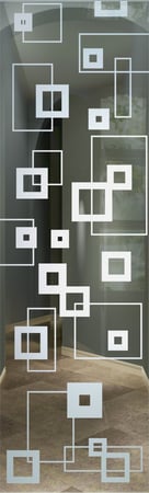 Door Glass Insert featuring Frosted Glass Design Etched Glass by Sans Soucie Art Glass with Custom Geometric Design Synergy