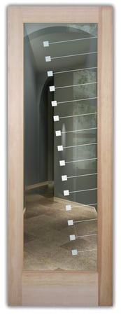 Front Door featuring a Frosted Glass Geometric Design Sandblast Etched Glass Tilt Design by Sans Soucie