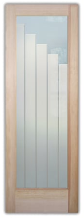 Bathroom Door with Frosted Glass Geometric Towers Design by Sans Soucie