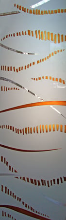 Door Glass Insert with a Frosted Glass Trails Abstract Design for Semi-Private by Sans Soucie Art Glass