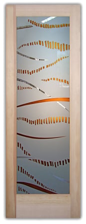 Pantry Door with a Frosted Glass Trails Abstract Design for Private by Sans Soucie Art Glass