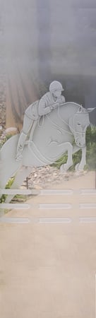 Interior Glass Insert featuring a Frosted Glass Traditional Design Sandblast Etched Glass Triple Jump Design by Sans Soucie