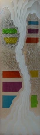 Door Glass Insert with Frosted Glass Abstract Triptic Primary Design by Sans Soucie