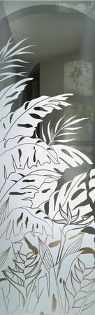 Door Glass Insert with a Frosted Glass Tropical Paradise Tropical Design for Semi-Private by Sans Soucie Art Glass