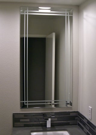 Decorative Mirror featuring a Frosted Glass Borders Design Sandblast Etched Glass Ultra Border Design by Sans Soucie