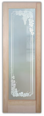 Pantry Door featuring a Frosted Glass Grapes & Ivy Design Sandblast Etched Glass Vineyard Grapes Garland Design by Sans Soucie