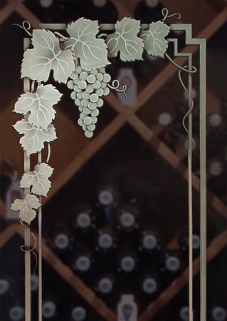 Wine Insert with sandblast Frosted Glass Design Art Glass Featuring Sandblast Etched Glass by Sans Soucie