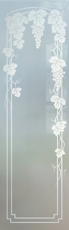 Interior Glass Insert with a sandblast Frosted Glass Grapes & Ivy Design Custom-Designed Decorative Etched Glass