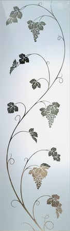Interior Glass Insert with a sandblast Frosted Glass Grapes & Ivy Design Custom-Designed Decorative Etched Glass