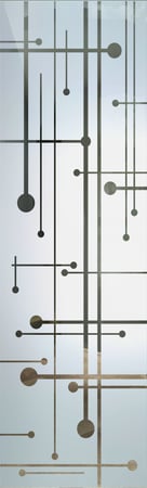 Interior Glass Insert with a sandblast Frosted Glass Geometric Design Custom-Designed Decorative Etched Glass