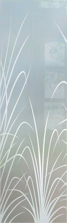 Door Glass Insert with Frosted Glass Foliage Wispy Reeds Design by Sans Soucie