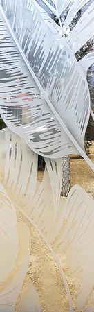 Door Glass Insert with Frosted Glass Tropical Bahama Leaves Design by Sans Soucie