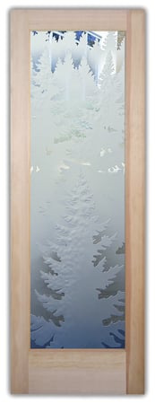 Pantry Door with Frosted Glass Trees Pine Trees Design by Sans Soucie
