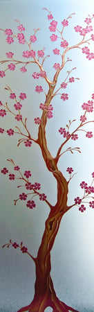 Door Glass Insert with Frosted Glass Asian Delicate Cherry Blossom Design by Sans Soucie