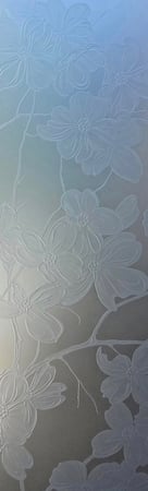 Door Glass Insert featuring a Frosted Glass Floral Design Sandblast Etched Glass Dogwood Design by Sans Soucie