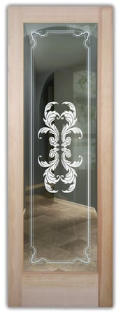 Front Door with a sandblast Frosted Glass Traditional Design Custom-Designed Decorative Etched Glass
