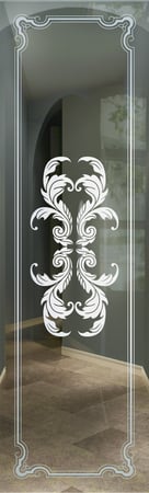 Door Glass Insert with a sandblast Frosted Glass Traditional Design Custom-Designed Decorative Etched Glass