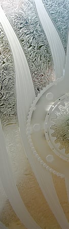 Door Glass Insert with a sandblast Frosted Glass Geometric Design Custom-Designed Decorative Etched Glass