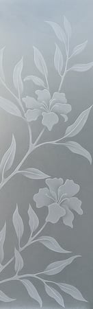 Door Glass Insert with a sandblast Frosted Glass Tropical Design Custom-Designed Decorative Etched Glass
