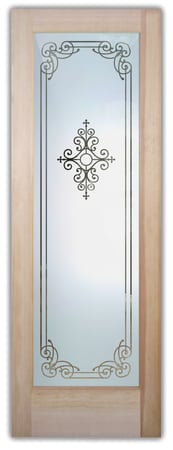 Pantry Door featuring a Frosted Glass Wrought Iron Design Sandblast Etched Glass Maya Naples Design by Sans Soucie