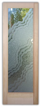 Pantry Door with a sandblast Frosted Glass Abstract Design Custom-Designed Decorative Etched Glass