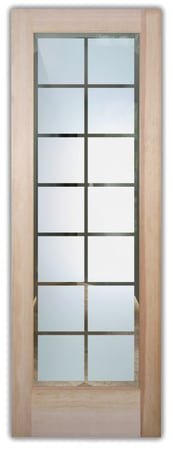 Front Door featuring Frosted Glass Design Etched Glass by Sans Soucie Art Glass with Custom Geometric Design Panes