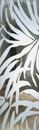 Door Glass Insert featuring a Frosted Glass Tropical Design Sandblast Etched Glass Tropical Breeze Design by Sans Soucie