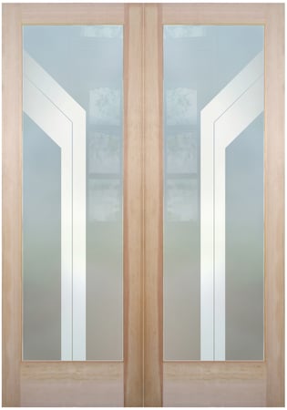 Pantry Door with Frosted Glass Geometric Angled Bands Design by Sans Soucie