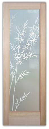 Pantry Door with a Frosted Glass Bamboo Forest Asian Design for Semi-Private by Sans Soucie Art Glass