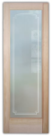 Interior Door featuring a Frosted Glass Borders Design Sandblast Etched Glass Arched Stepped Corners 1 Design by Sans Soucie